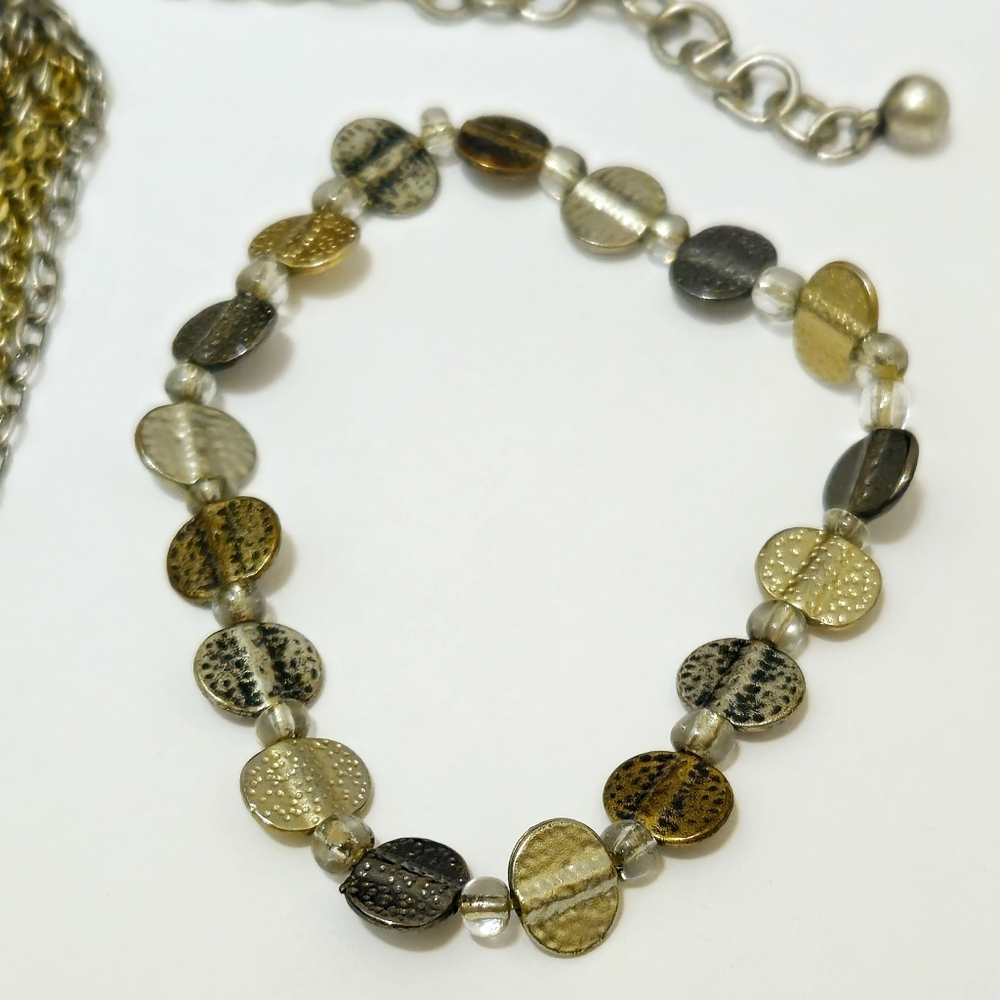 Chicos Asha Multitone Statement Necklace & Stretc… - image 4